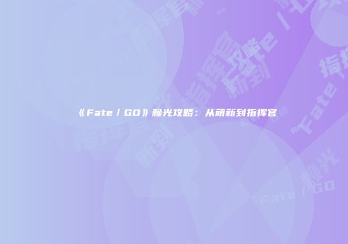 《Fate／GO》赖光攻略：从萌新到指挥官