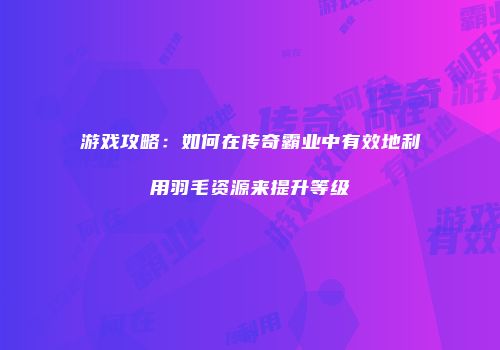 游戏攻略：如何在传奇霸业中有效地利用羽毛资源来提升等级