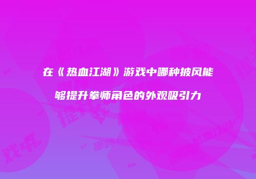 在《热血江湖》游戏中哪种披风能够提升拳师角色的外观吸引力