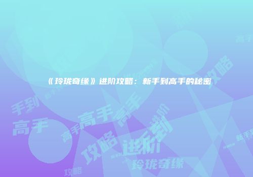 《玲珑奇缘》进阶攻略：新手到高手的秘密