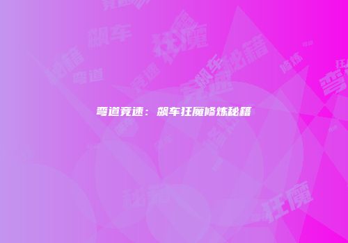 弯道竞速:飙车狂魔修炼秘籍