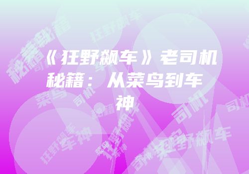 《狂野飙车》老司机秘籍：从菜鸟到车神