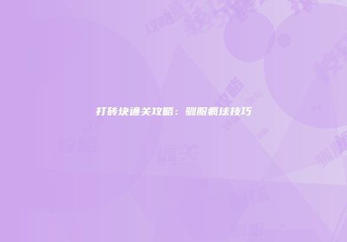 打砖块通关攻略：驯服疯球技巧