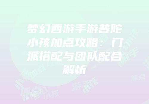 梦幻西游手游普陀小孩加点攻略：门派搭配与团队配合解析