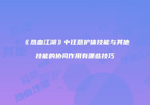 《热血江湖》中狂意护体技能与其他技能的协同作用有哪些技巧