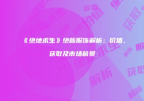 《绝地求生》绝版服饰解析：价值、获取及市场前景