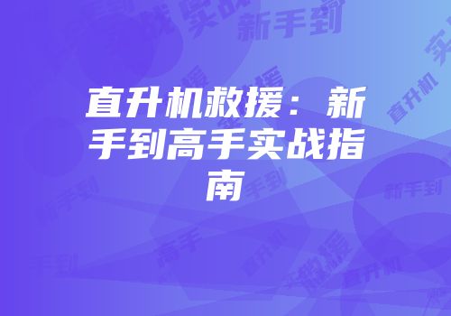 直升机救援：新手到高手实战指南