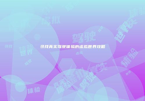 寻找真实驾驶体验的虚拟世界攻略