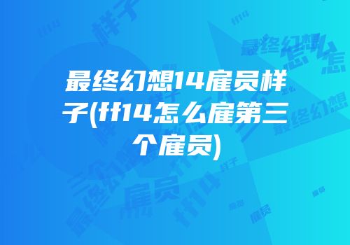 最终幻想14雇员样子(ff14怎么雇第三个雇员)