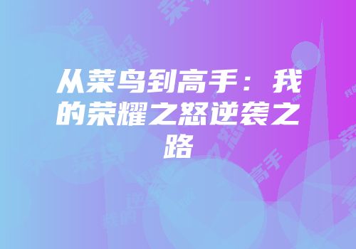从菜鸟到高手：我的荣耀之怒逆袭之路