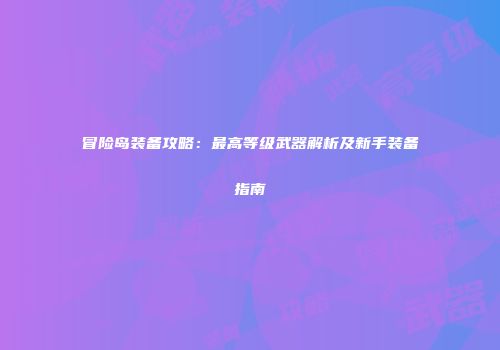 冒险岛装备攻略：最高等级武器解析及新手装备指南