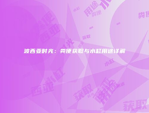 波西亚时光：粪便获取与水缸用途详解