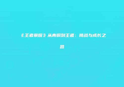 《王者荣耀》从青铜到王者：挑战与成长之路