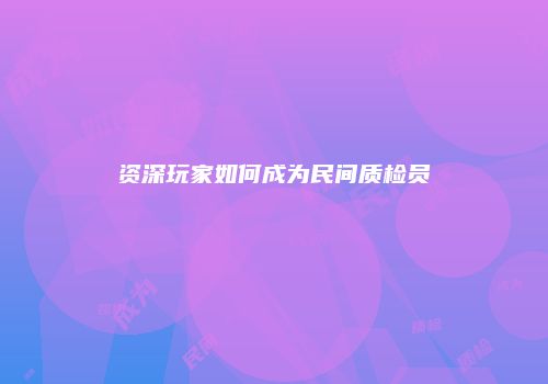 资深玩家如何成为民间质检员