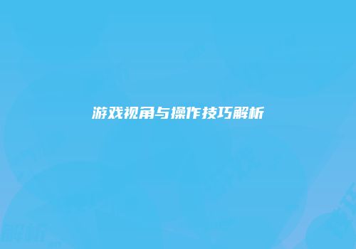 游戏视角与操作技巧解析