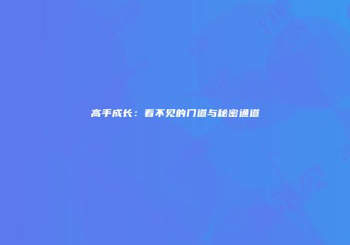 高手成长：看不见的门道与秘密通道