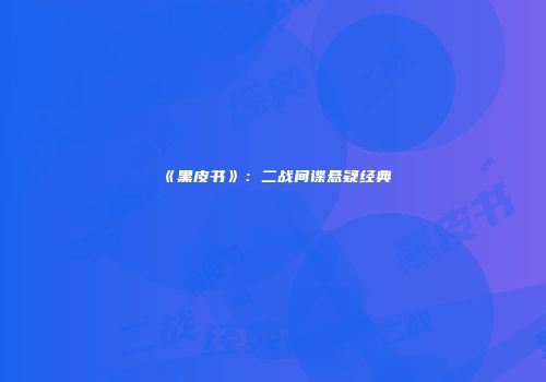 《黑皮书》：二战间谍悬疑经典