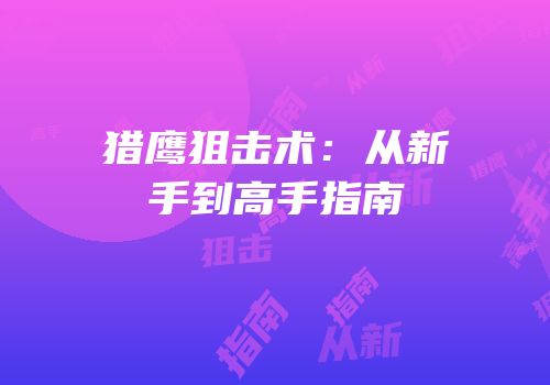 猎鹰狙击术：从新手到高手指南
