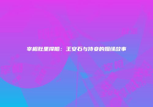 宰相肚里撑船：王安石与侍妾的姻缘故事