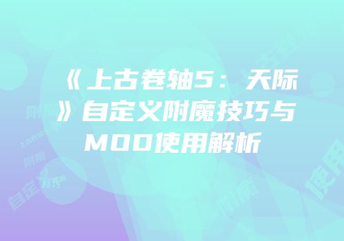 《上古卷轴5：天际》自定义附魔技巧与MOD使用解析
