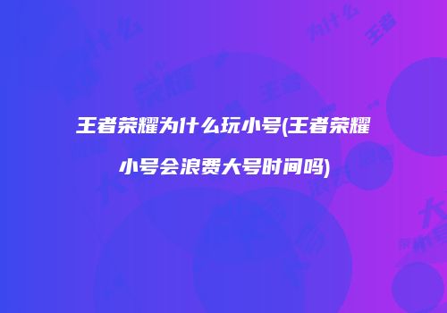 王者荣耀为什么玩小号(王者荣耀小号会浪费大号时间吗)