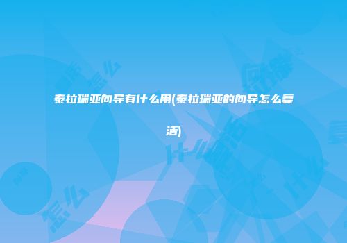 泰拉瑞亚向导有什么用(泰拉瑞亚的向导怎么复活)