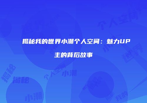 揭秘我的世界小潮个人空间：魅力UP主的背后故事
