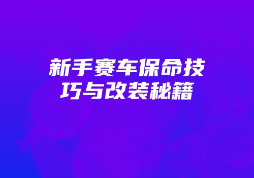 新手赛车保命技巧与改装秘籍