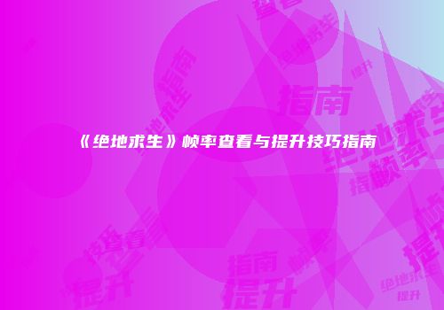 《绝地求生》帧率查看与提升技巧指南