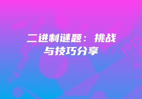 二进制谜题：挑战与技巧分享