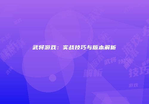 武将游戏：实战技巧与版本解析