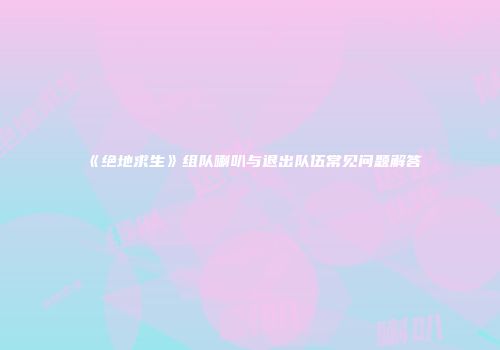 《绝地求生》组队喇叭与退出队伍常见问题解答