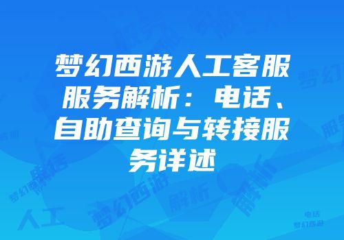 梦幻西游人工客服服务解析：电话、自助查询与转接服务详述