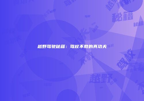 越野驾驶秘籍：驾校不教的真功夫