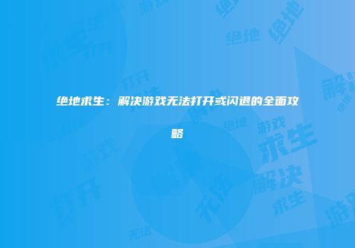 绝地求生：解决游戏无法打开或闪退的全面攻略