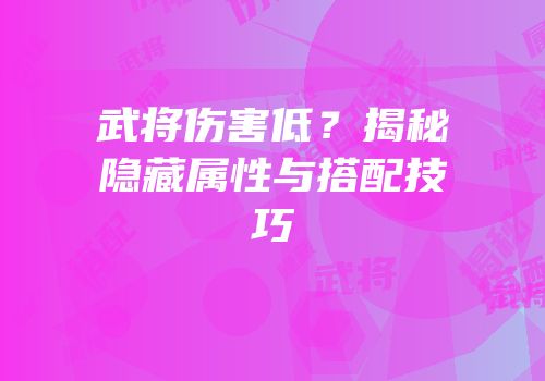 武将伤害低？揭秘隐藏属性与搭配技巧