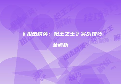 《狙击精英：枪王之王》实战技巧全解析