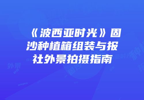《波西亚时光》固沙种植箱组装与报社外景拍摄指南