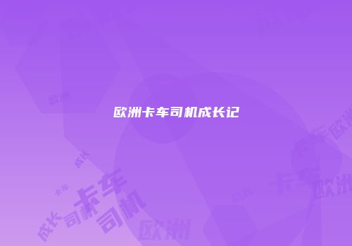 欧洲卡车司机成长记