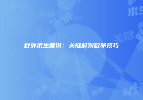 野外求生常识：关键时刻救命技巧