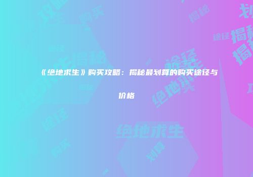 《绝地求生》购买攻略：揭秘最划算的购买途径与价格
