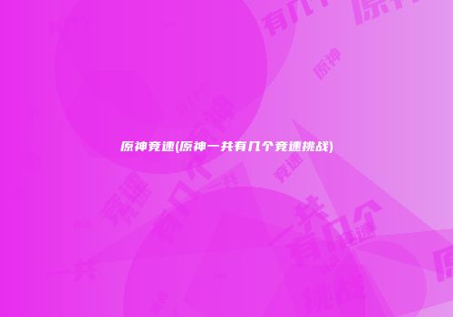 原神竞速(原神一共有几个竞速挑战)