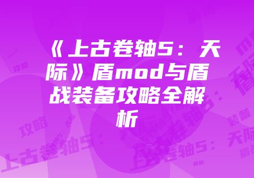 《上古卷轴5：天际》盾mod与盾战装备攻略全解析