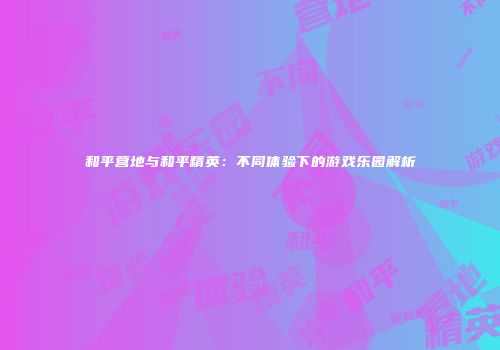 和平营地与和平精英：不同体验下的游戏乐园解析