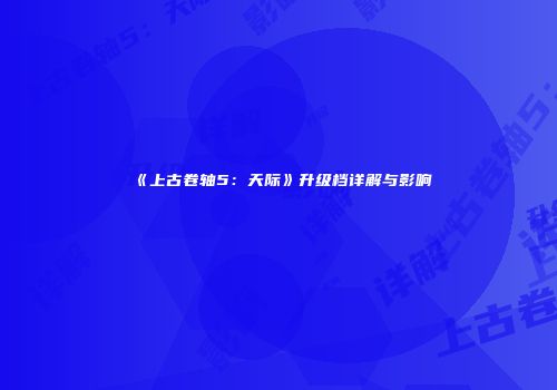 《上古卷轴5：天际》升级档详解与影响