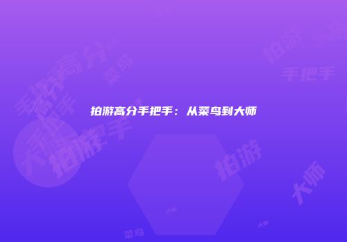拍游高分手把手：从菜鸟到大师