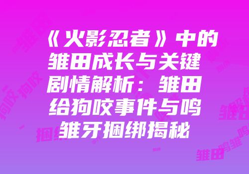 《火影忍者》中的雏田成长与关键剧情解析：雏田给狗咬事件与鸣雏牙捆绑揭秘