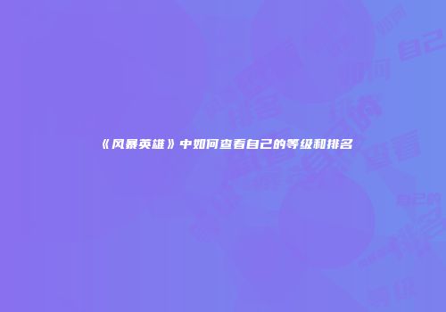 《风暴英雄》中如何查看自己的等级和排名