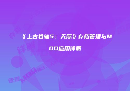 《上古卷轴5：天际》存档管理与MOD应用详解