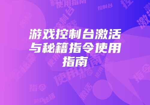 游戏控制台激活与秘籍指令使用指南